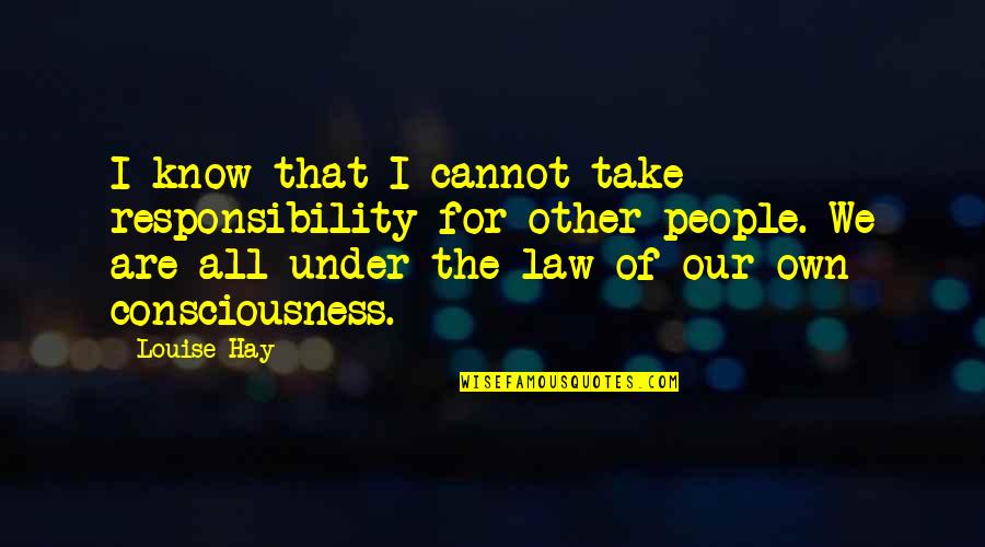 Unintentionally Hurting Others Quotes By Louise Hay: I know that I cannot take responsibility for