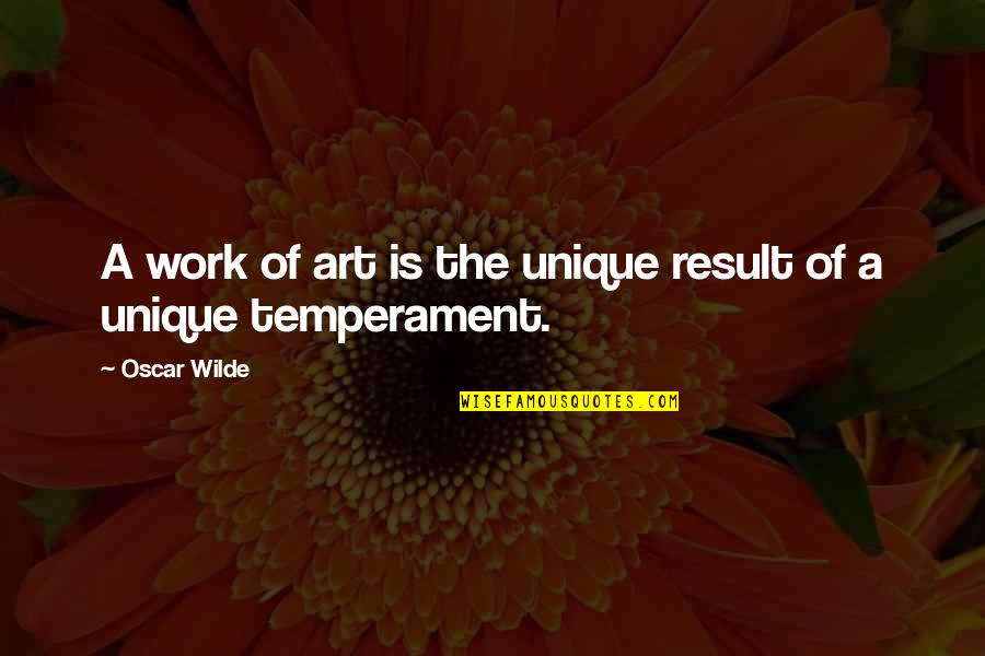Unique Art Quotes By Oscar Wilde: A work of art is the unique result