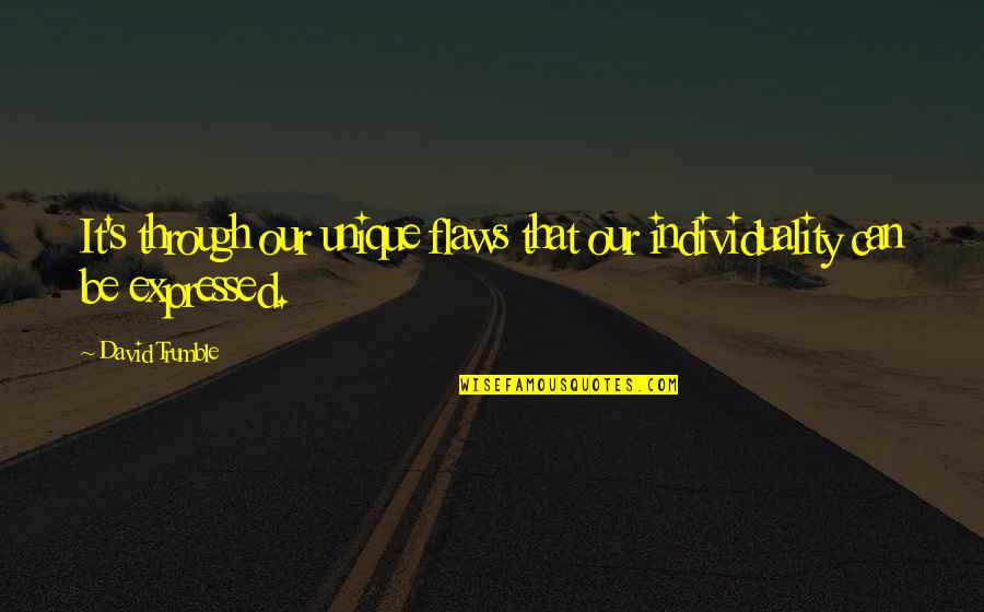 Unique Individuality Quotes By David Trumble: It's through our unique flaws that our individuality