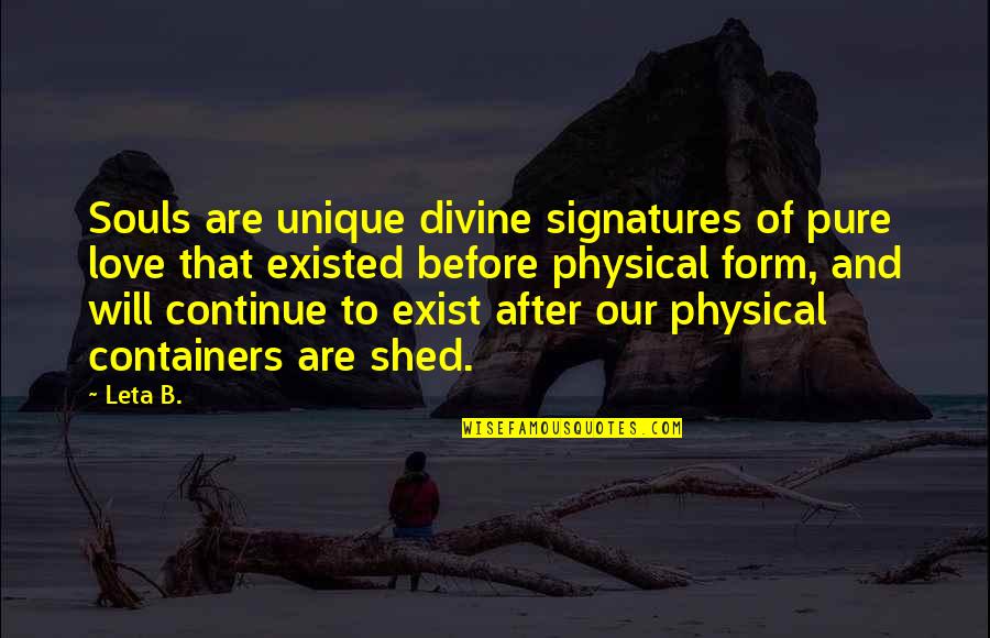 Unique Quotes Quotes By Leta B.: Souls are unique divine signatures of pure love Unique Quotes Quotes By Leta B.: Souls are unique divine signatures of pure love