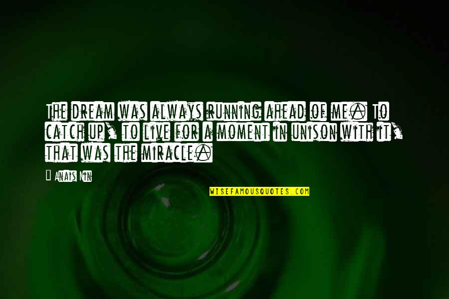 Unison Quotes By Anais Nin: The dream was always running ahead of me.