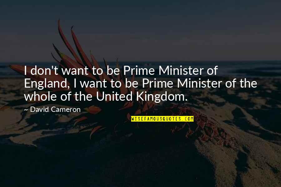 United Kingdom Quotes By David Cameron: I don't want to be Prime Minister of