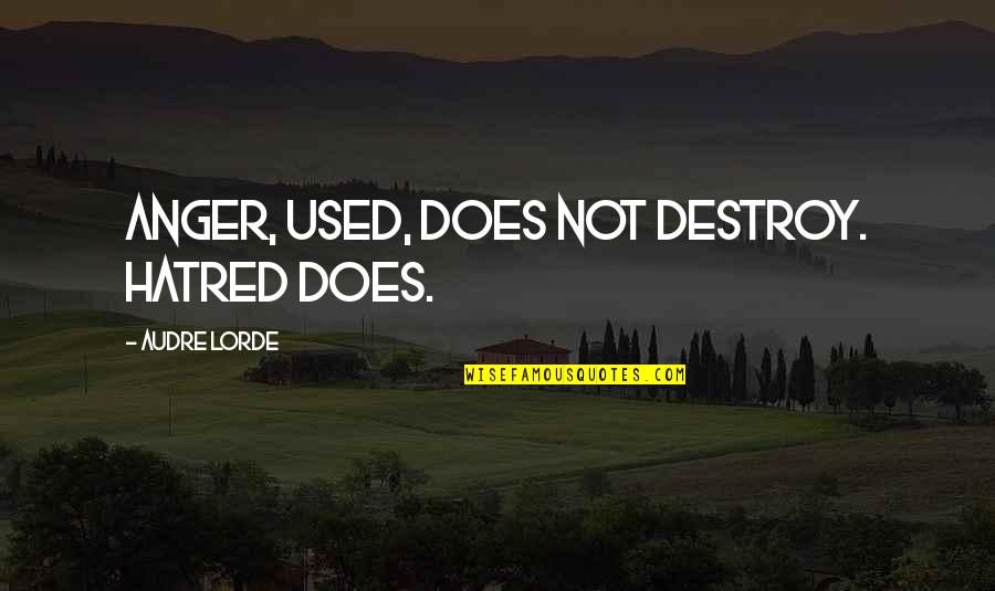 Unity Car Insurance Online Quote Quotes By Audre Lorde: Anger, used, does not destroy. Hatred does.