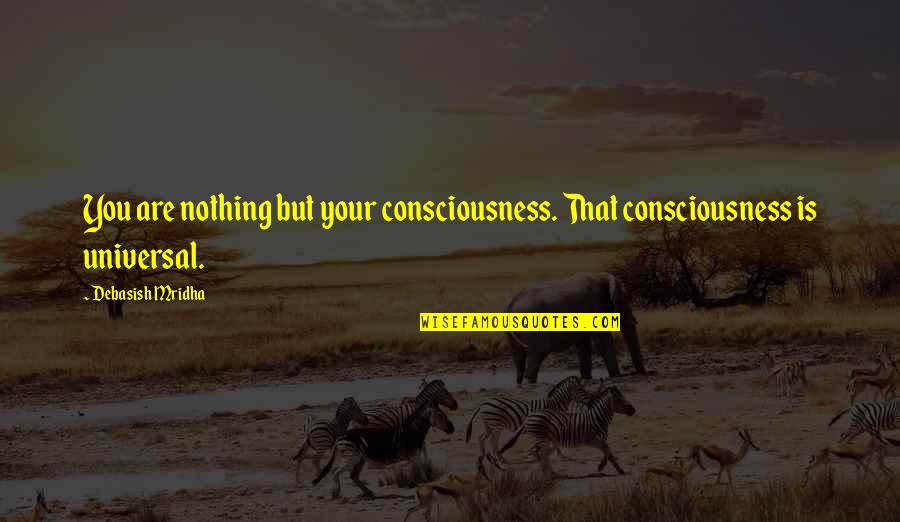 Universal Consciousness Quotes By Debasish Mridha: You are nothing but your consciousness. That consciousness