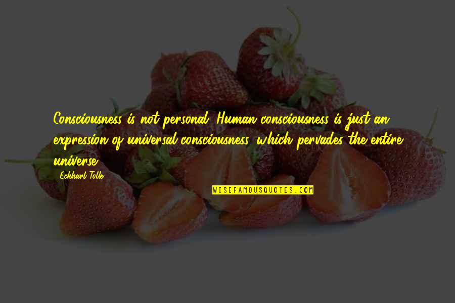 Universal Consciousness Quotes By Eckhart Tolle: Consciousness is not personal. Human consciousness is just