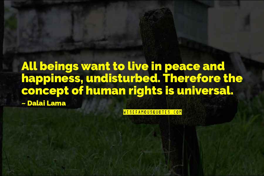 Universal Human Rights Quotes By Dalai Lama: All beings want to live in peace and