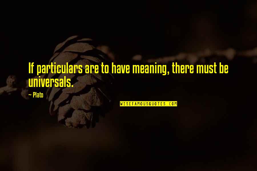 Universals Quotes By Plato: If particulars are to have meaning, there must