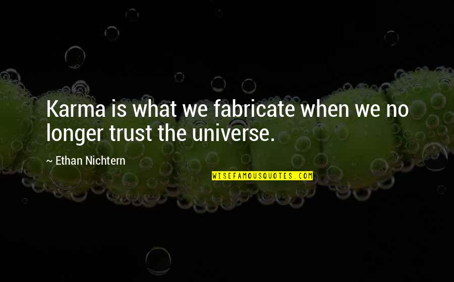 Universe And Karma Quotes By Ethan Nichtern: Karma is what we fabricate when we no