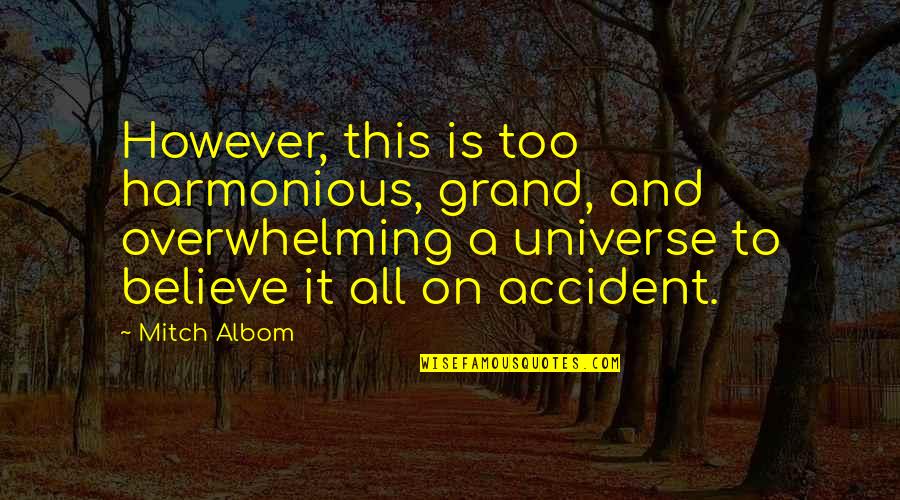 Universe And Life Quotes By Mitch Albom: However, this is too harmonious, grand, and overwhelming