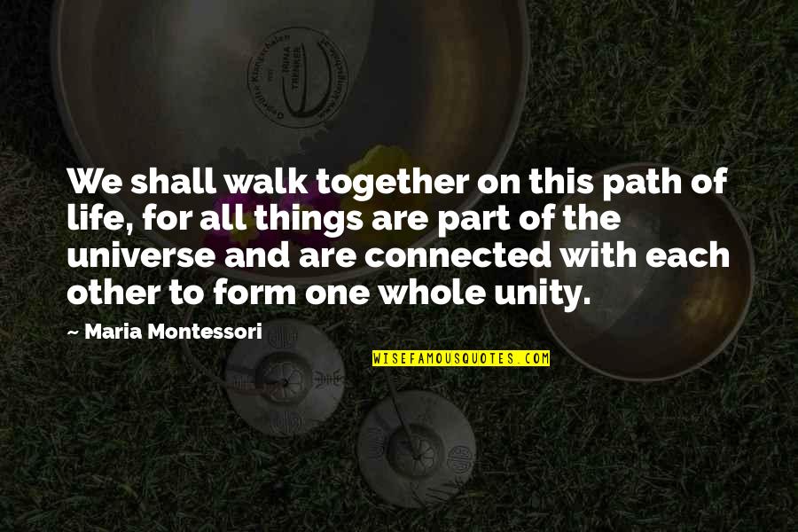 Universe Connected Quotes By Maria Montessori: We shall walk together on this path of