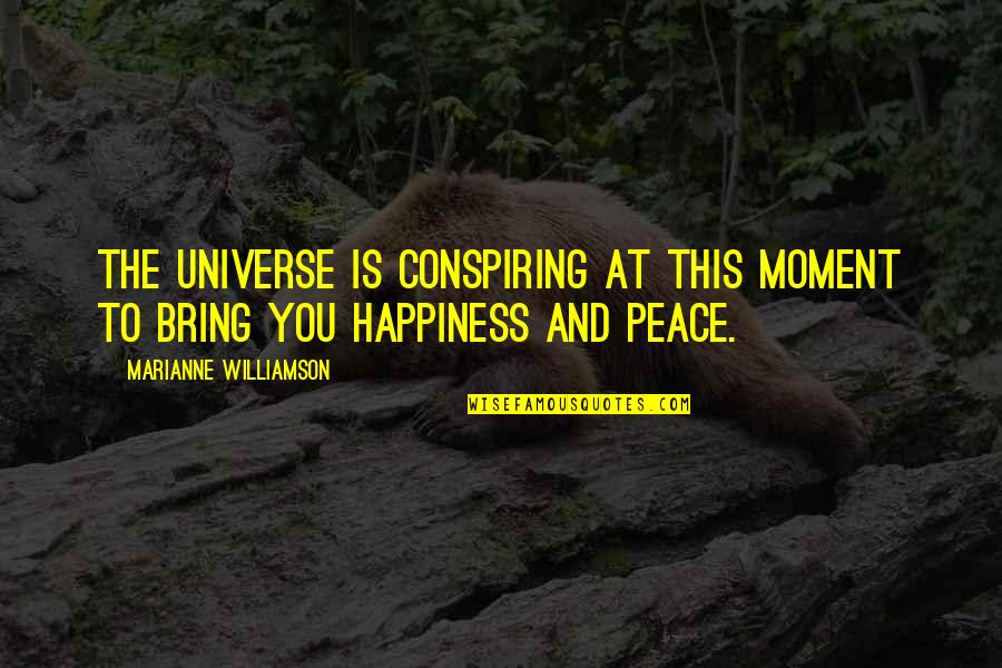 Universe Happiness Quotes By Marianne Williamson: The universe is conspiring at this moment to