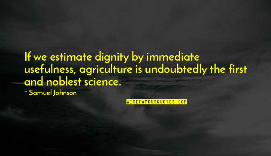 Universe Has A Plan Quotes By Samuel Johnson: If we estimate dignity by immediate usefulness, agriculture