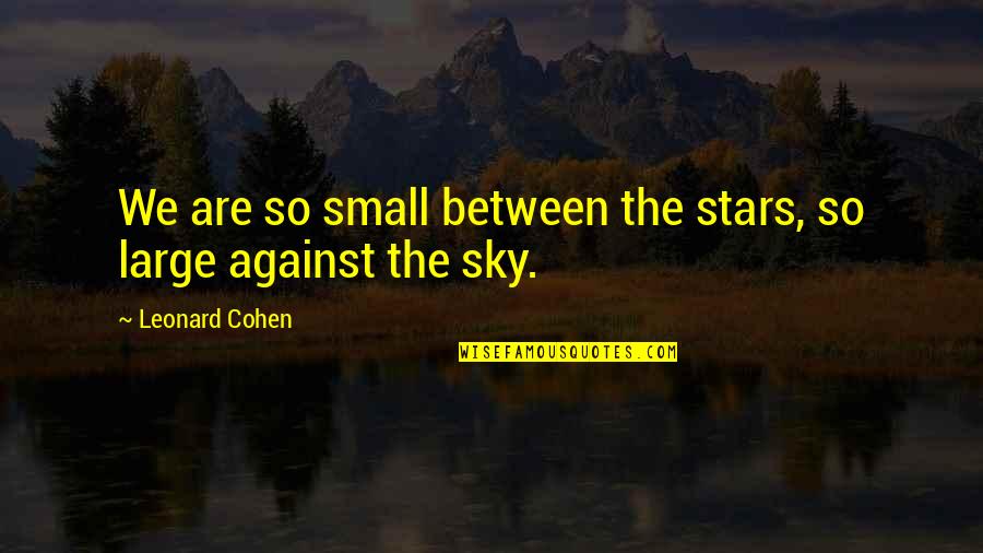 Universe Small Quotes By Leonard Cohen: We are so small between the stars, so