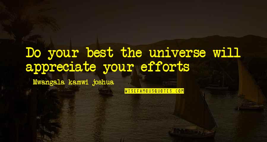 Universe The Best Quotes By Mwangala Kamwi Joshua: Do your best the universe will appreciate your