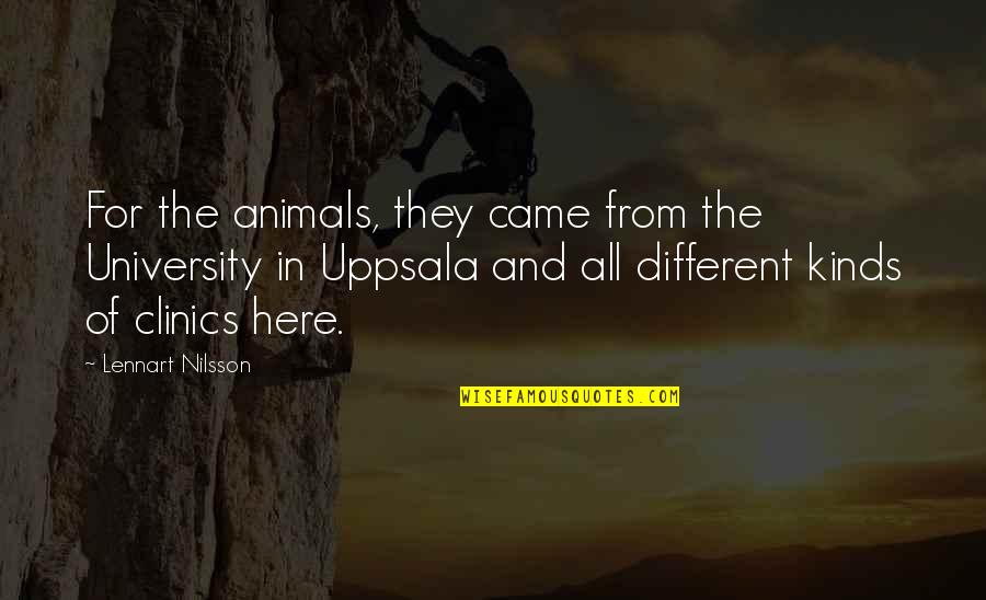 University Of Quotes By Lennart Nilsson: For the animals, they came from the University