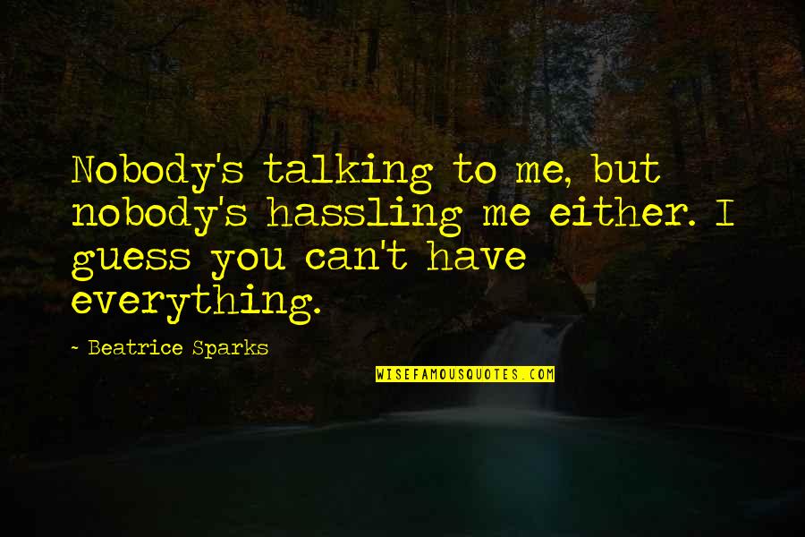 University Of Texas Quotes By Beatrice Sparks: Nobody's talking to me, but nobody's hassling me