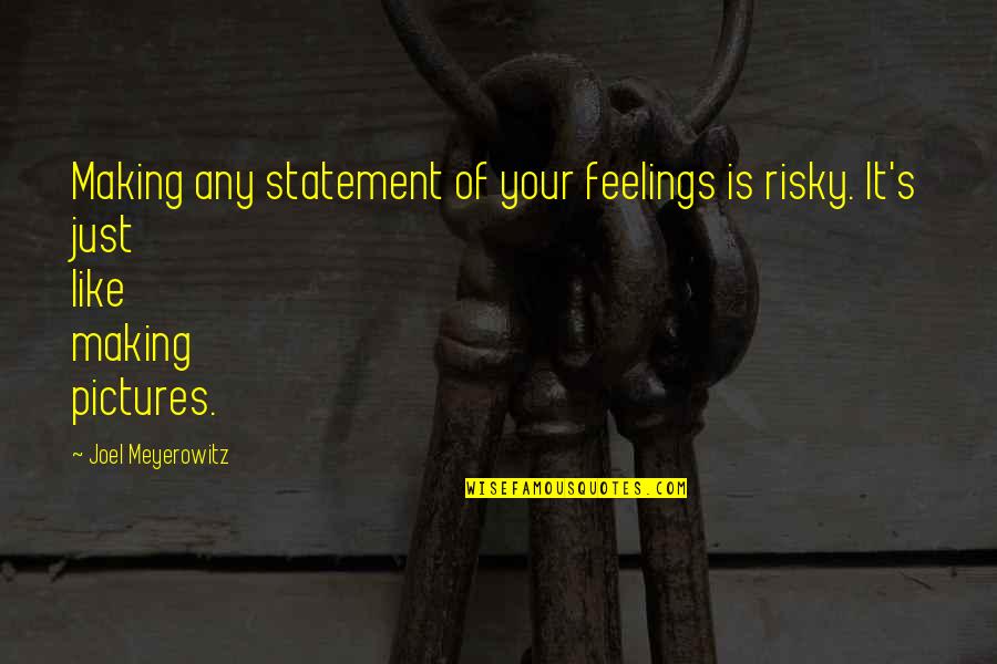 Universityoflife Quotes By Joel Meyerowitz: Making any statement of your feelings is risky.