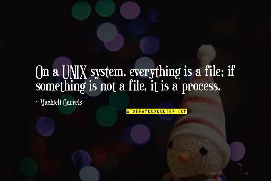 Unix Quotes By Machtelt Garrels: On a UNIX system, everything is a file;