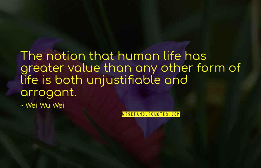 Unjustifiable Quotes By Wei Wu Wei: The notion that human life has greater value