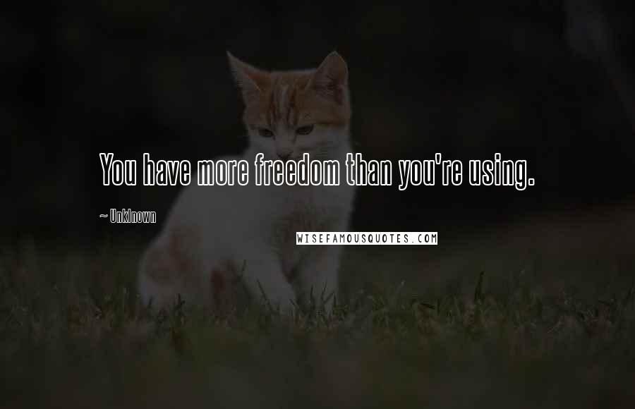 Unklnown quotes: You have more freedom than you're using.