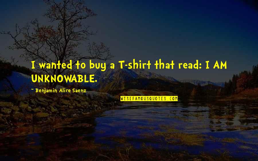 Unknowable Quotes By Benjamin Alire Saenz: I wanted to buy a T-shirt that read: