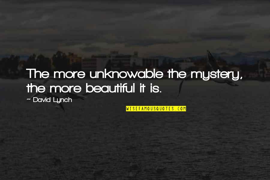 Unknowable Quotes By David Lynch: The more unknowable the mystery, the more beautiful