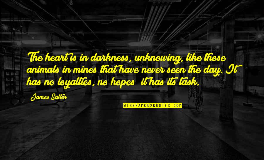 Unknowing Quotes By James Salter: The heart is in darkness, unknowing, like those