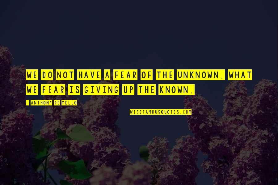 Unknown Fear Quotes By Anthony De Mello: We do not have a fear of the