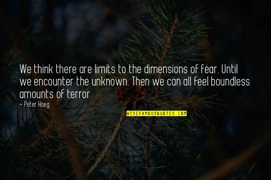 Unknown Fear Quotes By Peter Hoeg: We think there are limits to the dimensions