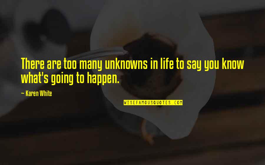 Unknowns Quotes By Karen White: There are too many unknowns in life to