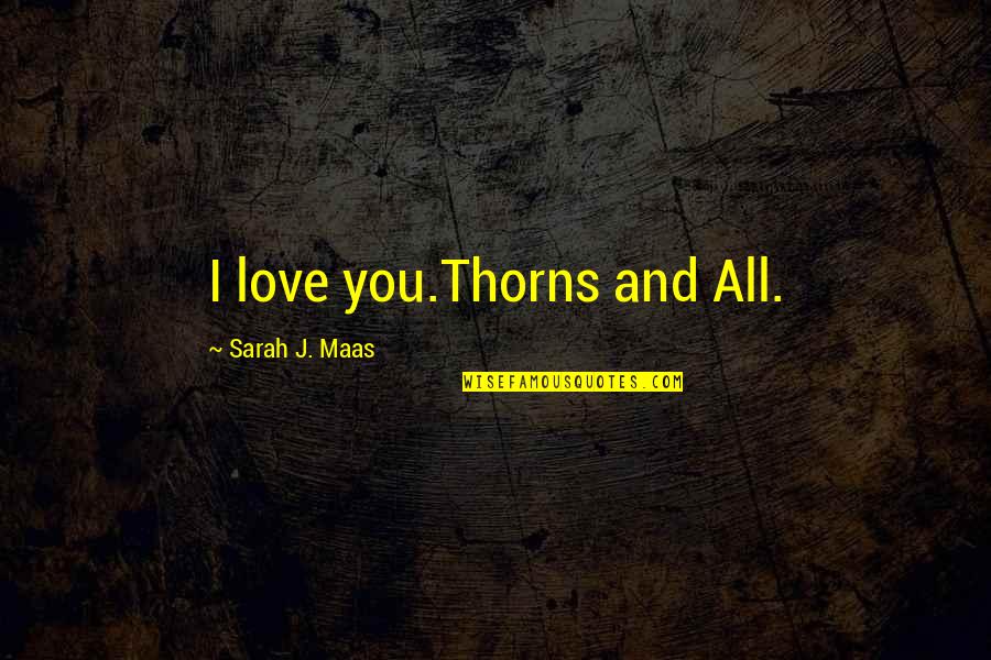 Unlax Quotes By Sarah J. Maas: I love you.Thorns and All.