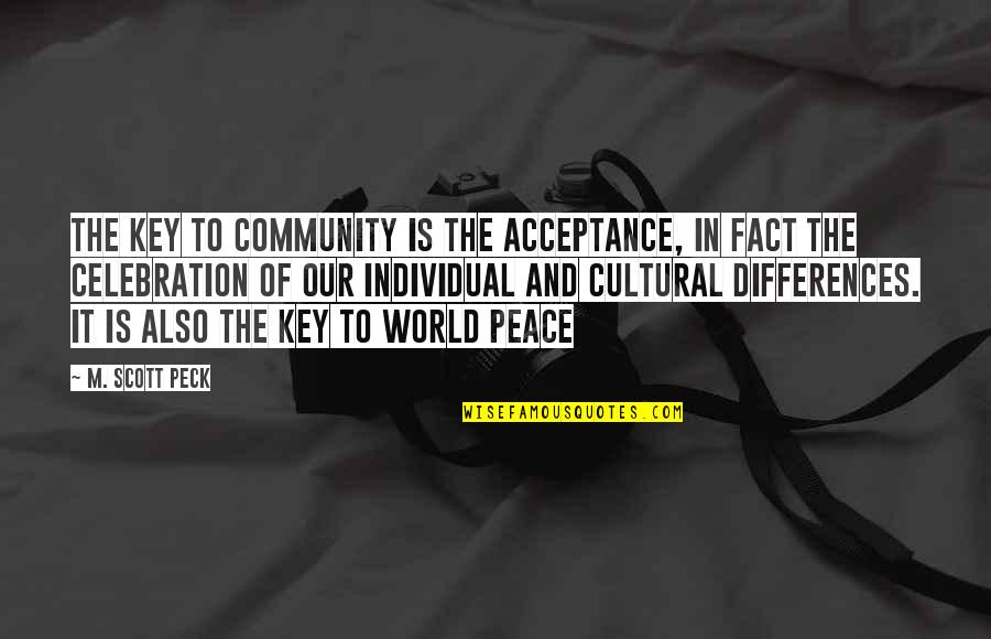 Unlimbered Their Automatic Weapons Quotes By M. Scott Peck: The key to community is the acceptance, in
