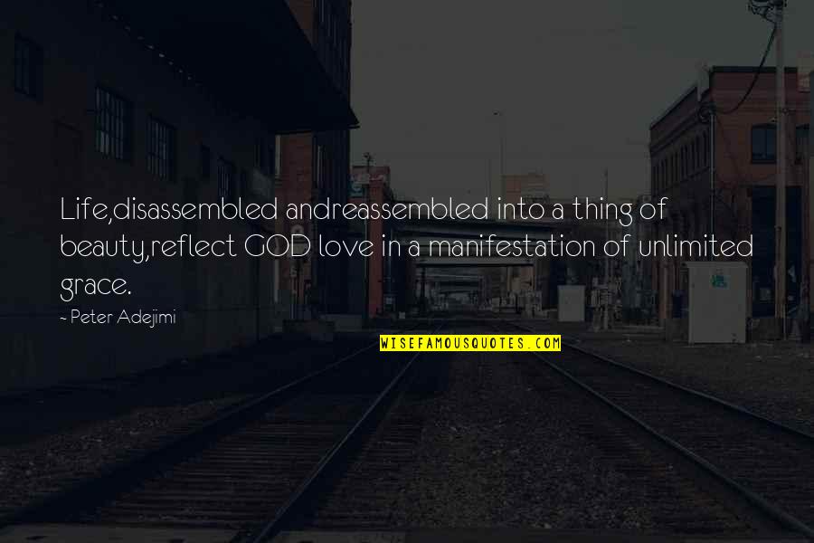 Unlimited God Quotes By Peter Adejimi: Life,disassembled andreassembled into a thing of beauty,reflect GOD