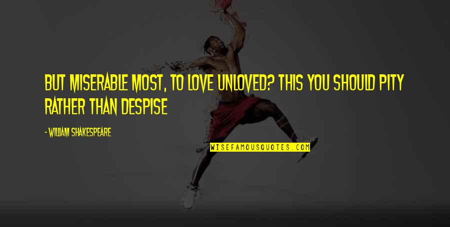 Unloved Quotes By William Shakespeare: But miserable most, to love unloved? This you
