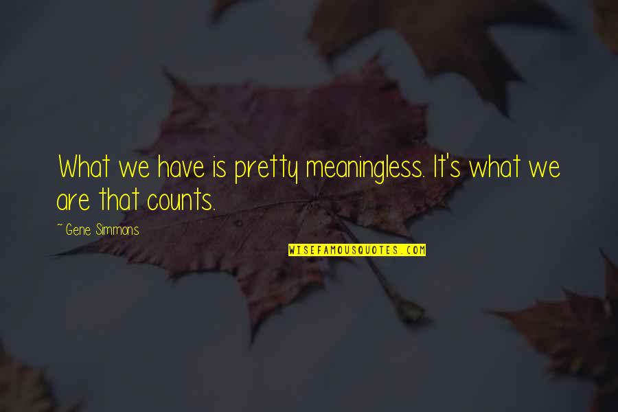 Unlovely Crossword Quotes By Gene Simmons: What we have is pretty meaningless. It's what