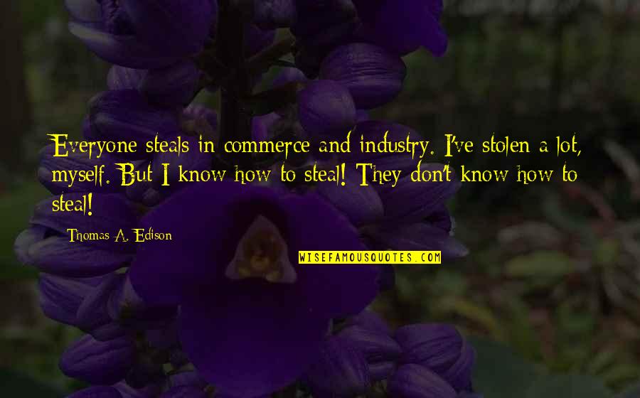 Unm Quotes By Thomas A. Edison: Everyone steals in commerce and industry. I've stolen