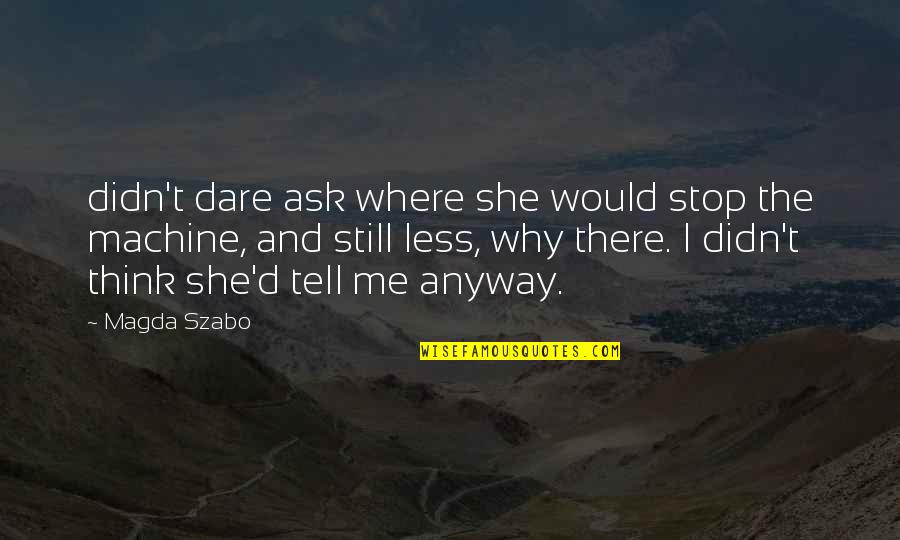 Unmarred In A Sentence Quotes By Magda Szabo: didn't dare ask where she would stop the