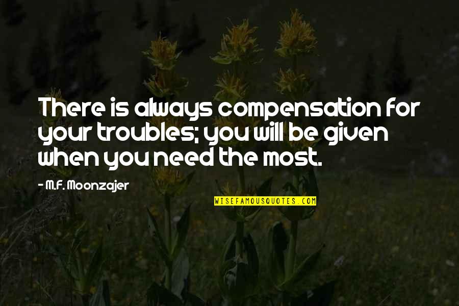 Unmeant Quotes By M.F. Moonzajer: There is always compensation for your troubles; you