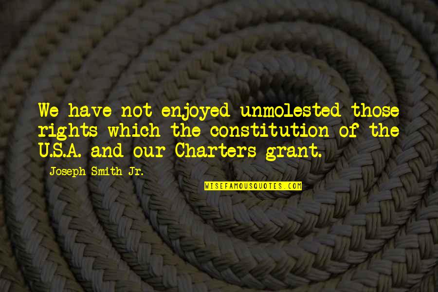 Unmolested Quotes By Joseph Smith Jr.: We have not enjoyed unmolested those rights which
