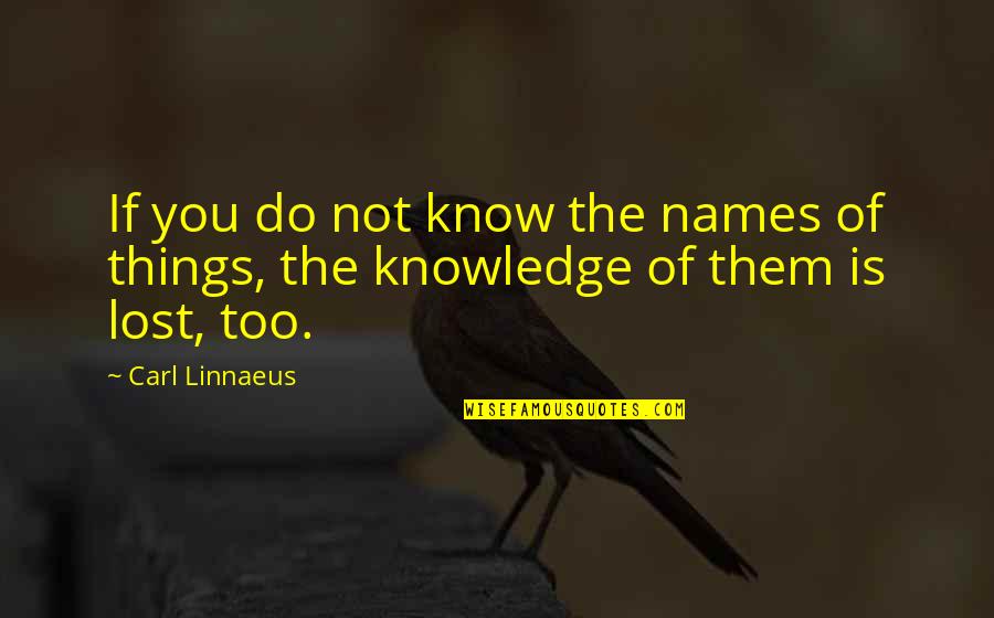 Unmovable Steadfast Quotes By Carl Linnaeus: If you do not know the names of