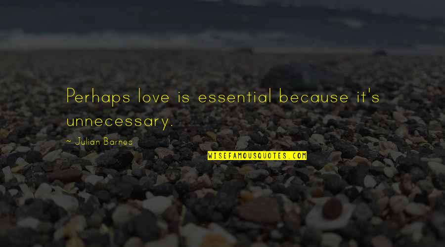 Unnecessary Quotes By Julian Barnes: Perhaps love is essential because it's unnecessary.