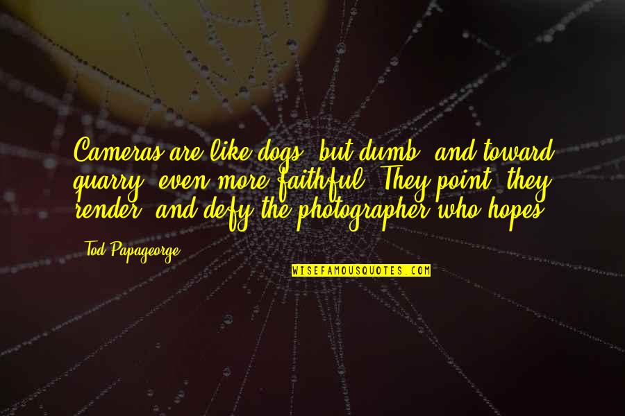 Unnikrishnan Songs Quotes By Tod Papageorge: Cameras are like dogs, but dumb, and toward Unnikrishnan Songs Quotes By Tod Papageorge: Cameras are like dogs, but dumb, and toward