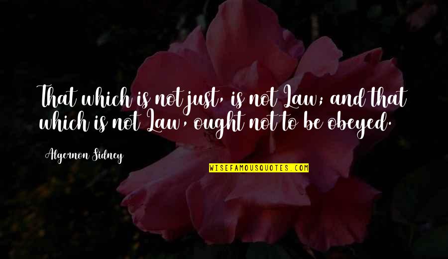 Uno Nessuno Centomila Quotes By Algernon Sidney: That which is not just, is not Law;