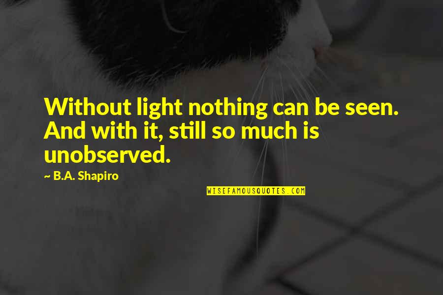 Unobserved Quotes By B.A. Shapiro: Without light nothing can be seen. And with