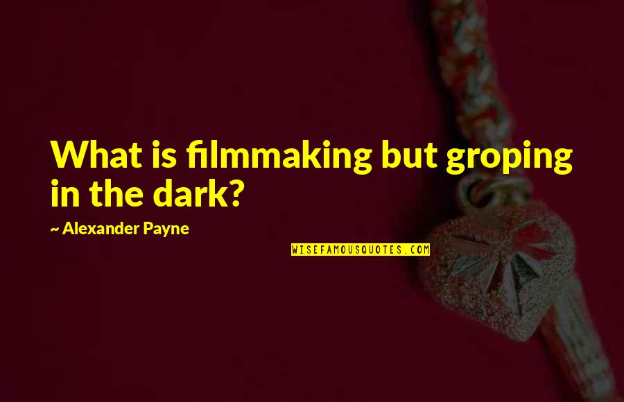 Unoriginal Senior Quotes By Alexander Payne: What is filmmaking but groping in the dark?