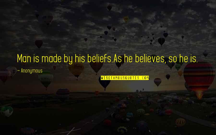 Unperceptive Quotes By Anonymous: Man is made by his beliefs.As he believes,