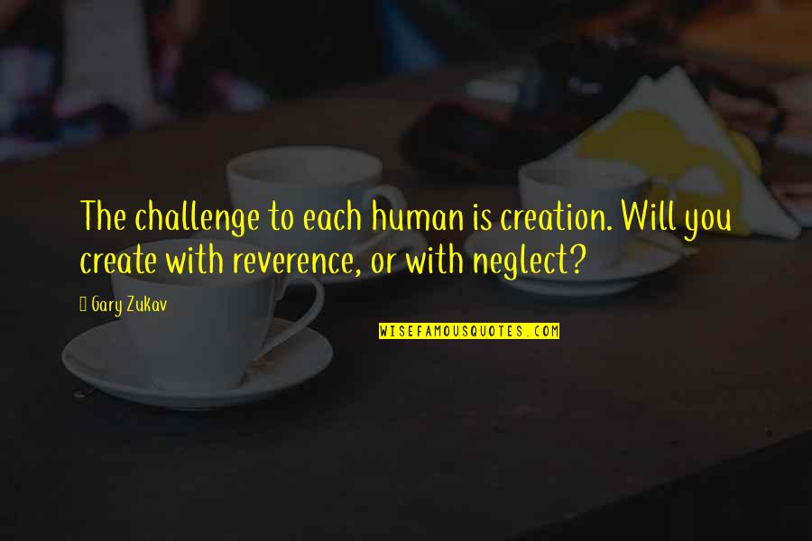 Unplanned Quotes By Gary Zukav: The challenge to each human is creation. Will