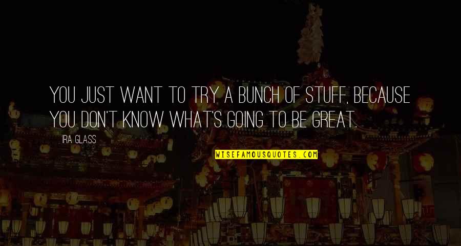 Unpleasurable Art Quotes By Ira Glass: You just want to try a bunch of