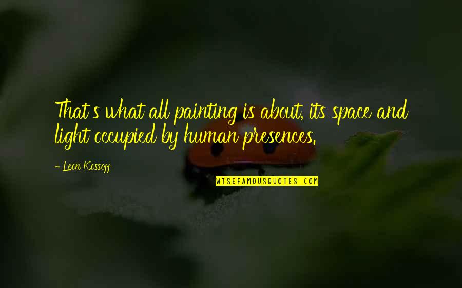 Unpriced Securities Quotes By Leon Kossoff: That's what all painting is about, its space