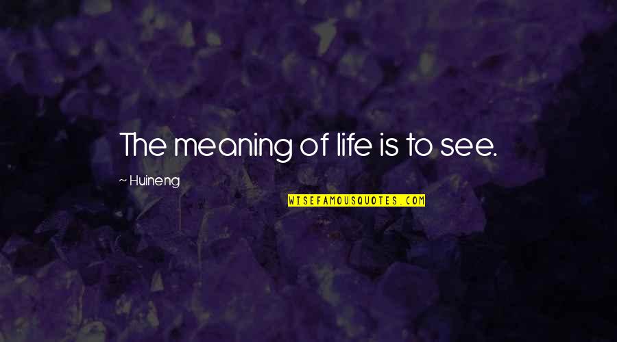 Unprivileged Belligerent Quotes By Huineng: The meaning of life is to see.